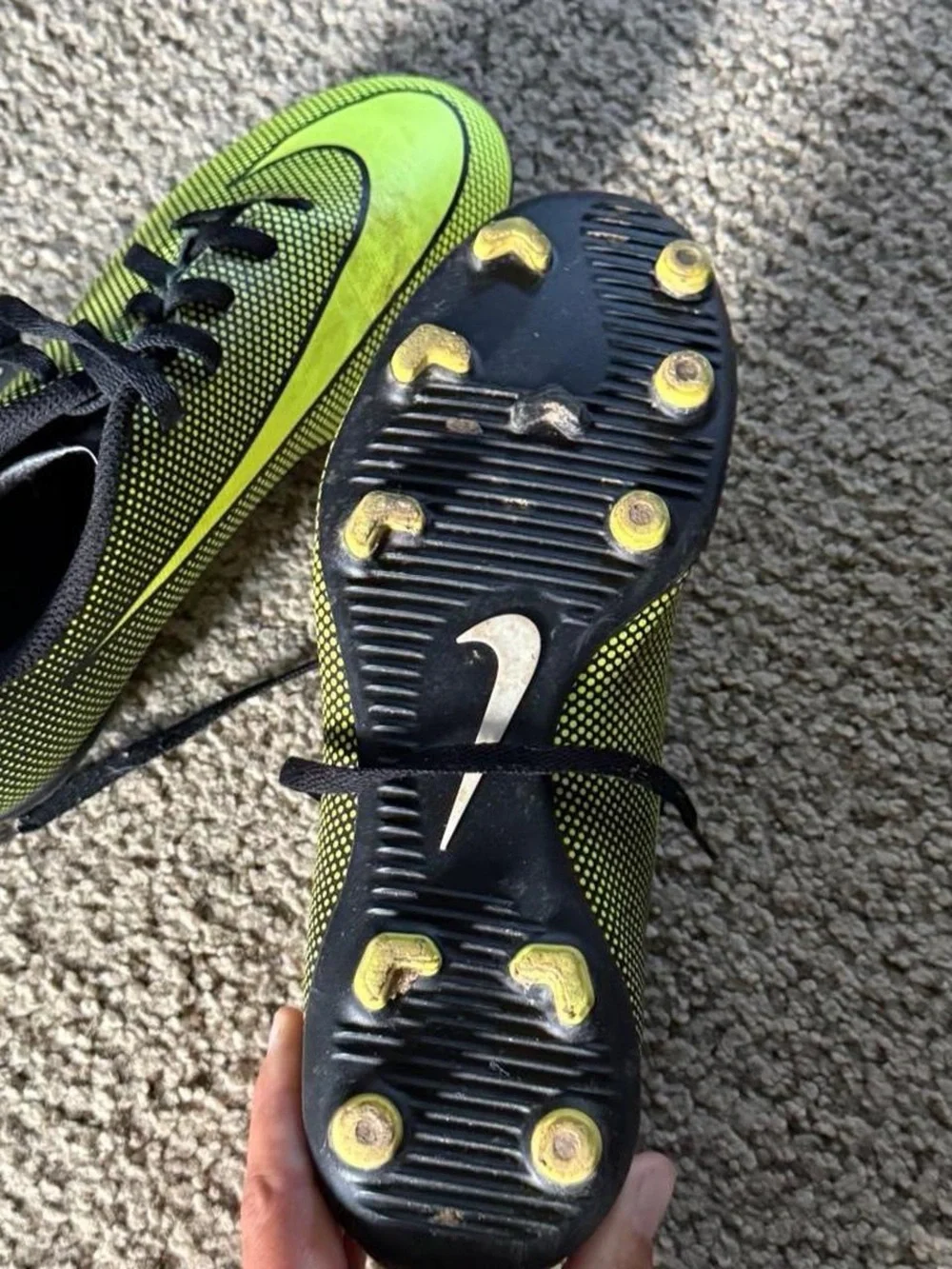 Nike Kids Neon Green and Black Soccer Sneakers